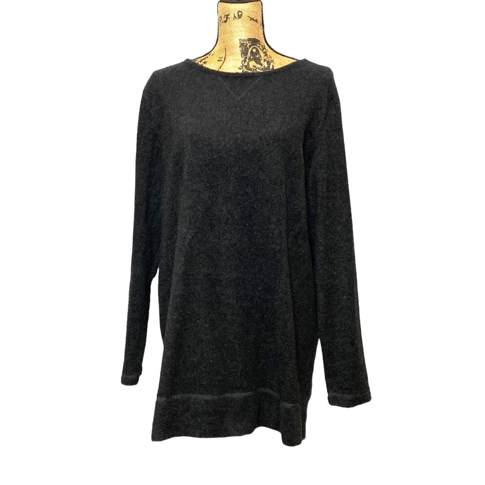 Woman Within Grey Soft Fleece Long Sleeve Tunic Top M